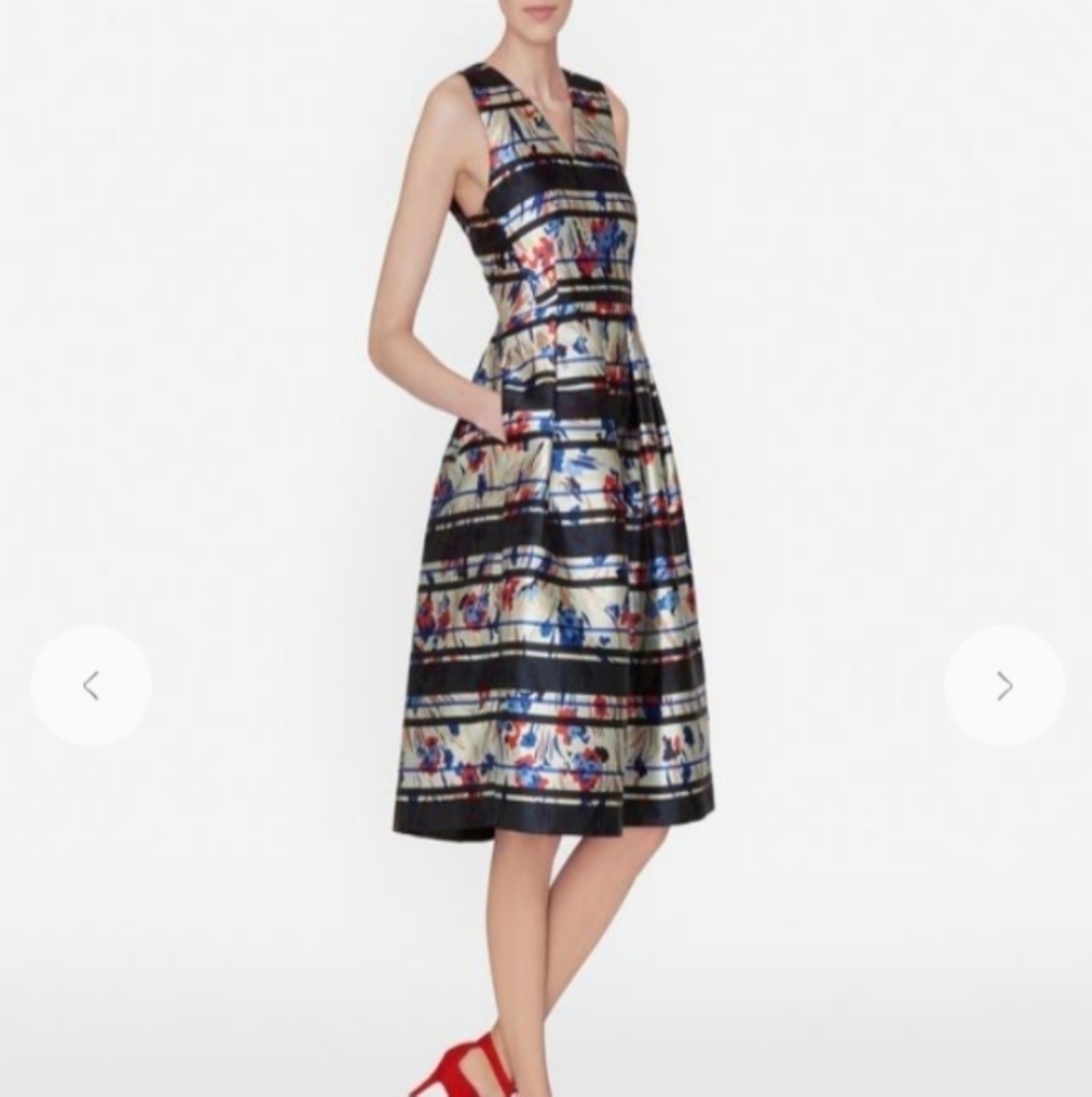 L.K. Bennett London Poppy Classic V Neck Dress 8